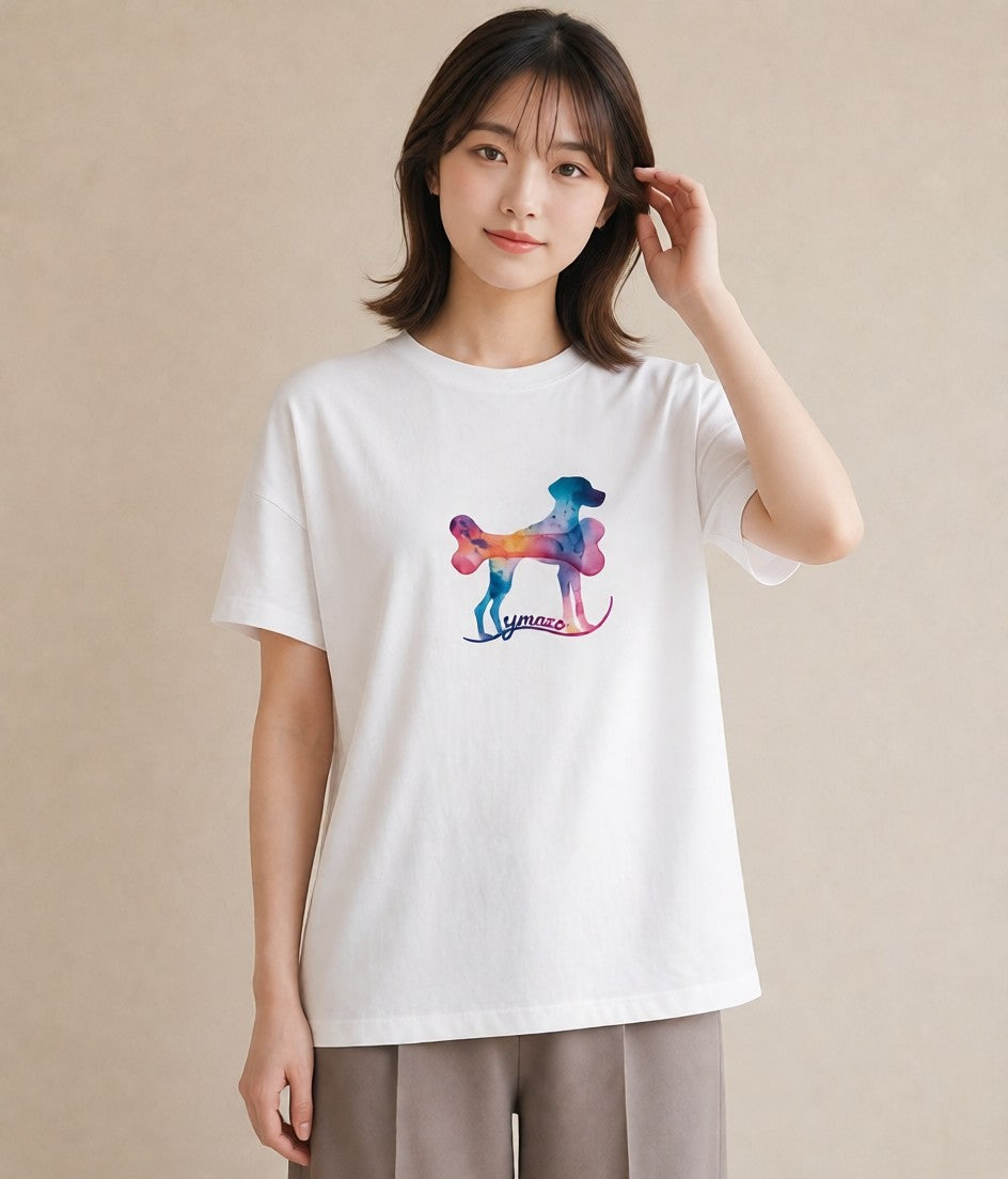 デザインTシャツ レディース 犬 いぬ イラスト モード ビーチ デイリーウェア 白T