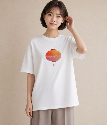 半袖Tシャツ レディース 風鈴 ガラス 夏 ナチュラル アンティーク イラスト 水彩風 カフェ服 クリスマス 白T