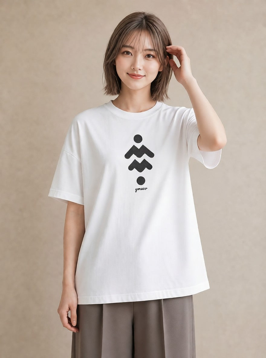 半袖Tシャツ レディース 手鏡 アンティーク レトロ ナチュラル イラスト 上品 友達ギフト 部屋着 白T