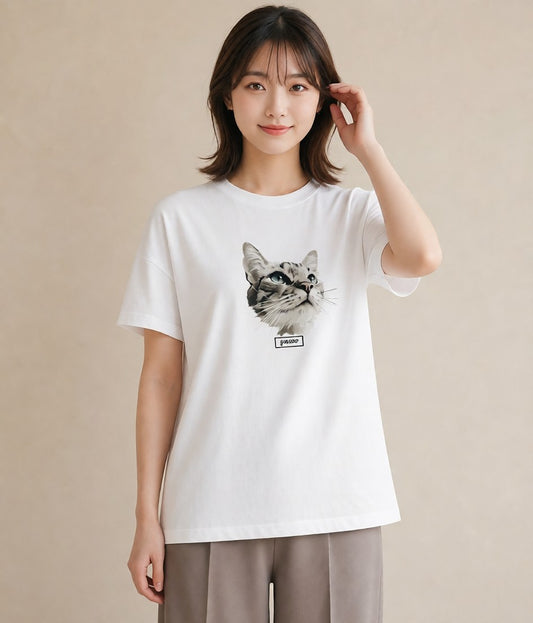 デザインTシャツ レディース ベンガル 猫 ねこ イラスト 個性的 お揃い 親子 白T