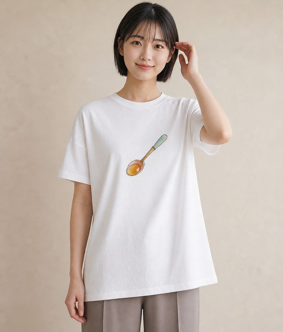 デザインTシャツ レディース 抹茶 食べ物 フード イラスト シック 海 カフェ巡り 白T
