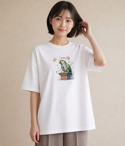 プリントTシャツ レディース インコ ペット 動物 イラスト ビーチ デイリーウェア 白T