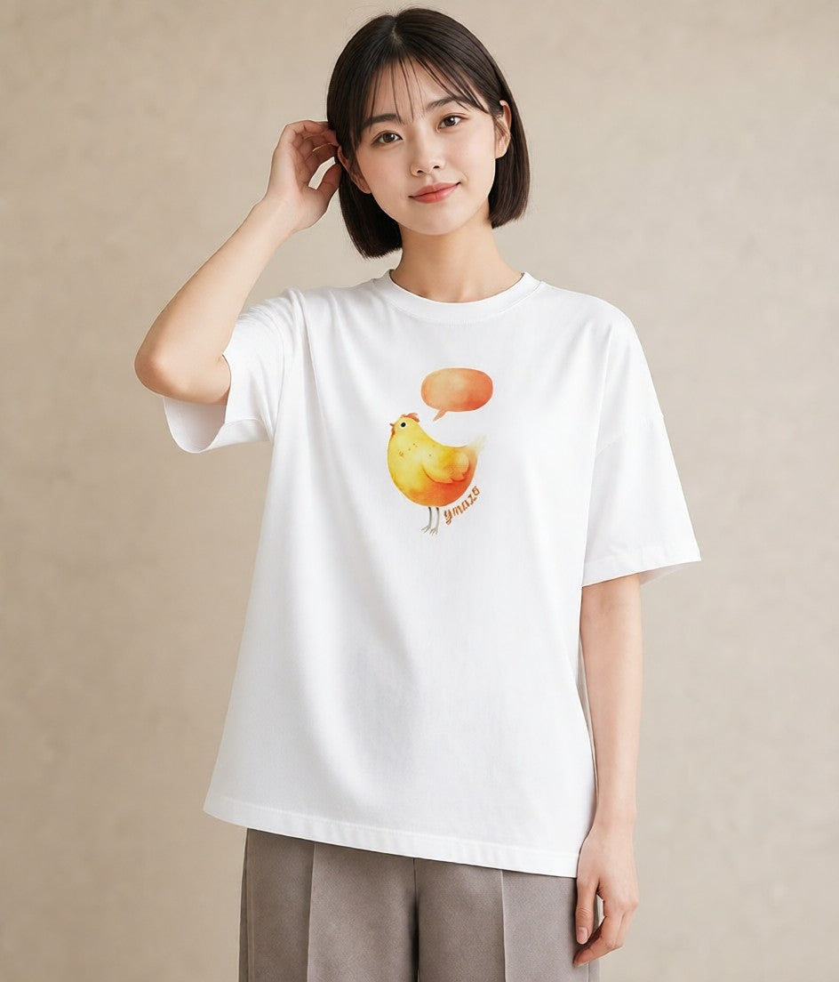 プリントTシャツ レディース ひよこ 動物 アニマル イラスト ラフカジュアル 秋コーデ おしゃれギフト 白T