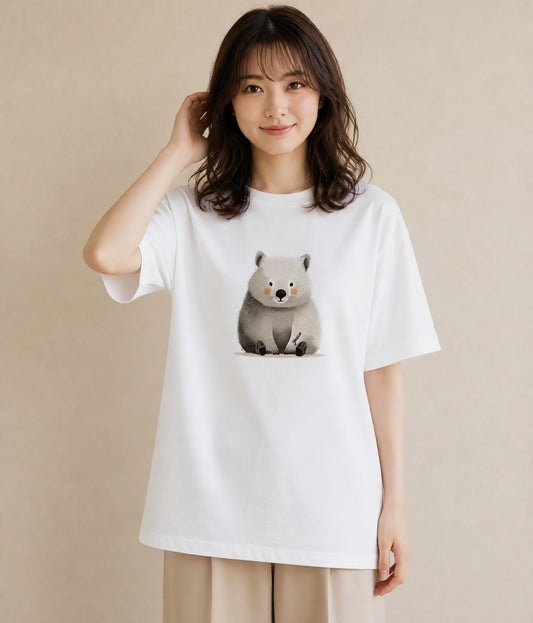 グラフィックTシャツ レディース キンクマハムスター ペット 動物 イラスト 北欧風 買い物 夏コーデ 白T