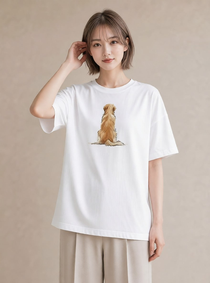 グラフィックTシャツ レディース 犬好き 犬 いぬ イラスト こなれ感 自分用 ルームウェア 白T
