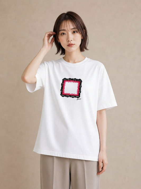 プリントTシャツ レディース レースハンカチ レース ハンカチ ナチュラル アンティーク イラスト ギフト 母の日 白T