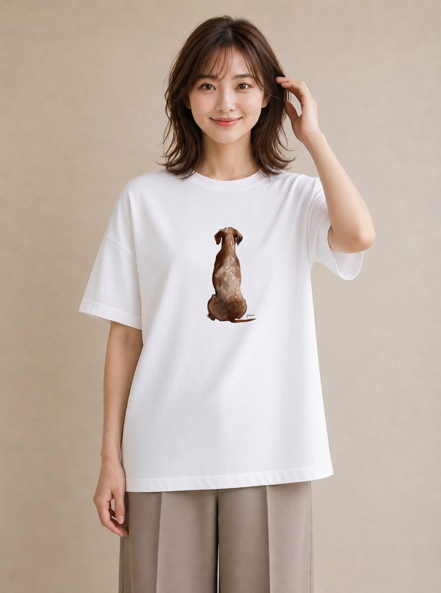 プリントTシャツ レディース いぬ 犬 ワンコ イラスト こなれ感 通勤 在宅 白T