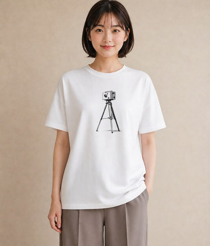 プリントTシャツ レディース カメラ フィルムカメラ レトロカメラ イラスト 手描き風 旅行 母娘コーデ 白T