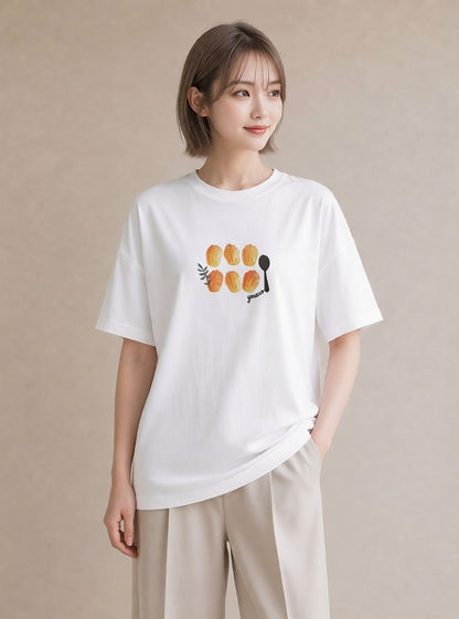 グラフィックTシャツ レディース 食パン 食べ物 フード イラスト 北欧風 クリスマス 旅行 白T