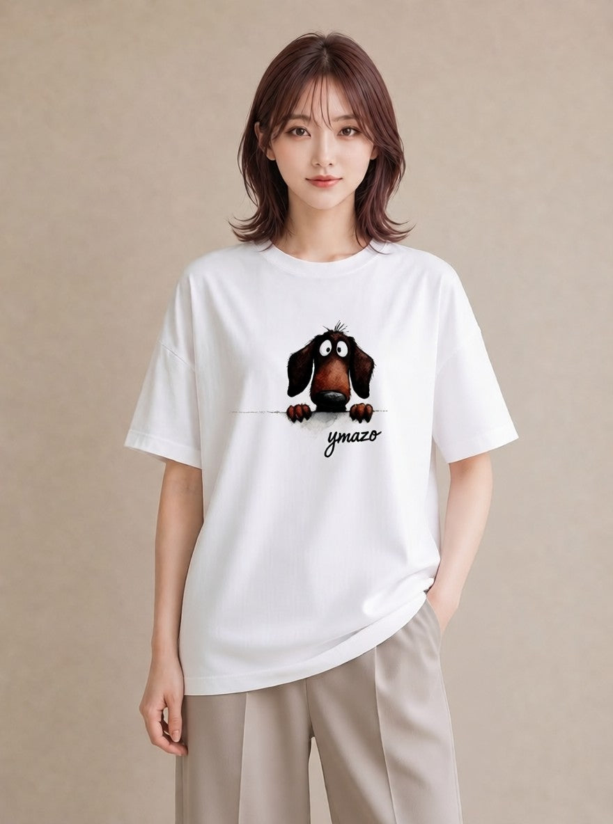 半袖Tシャツ レディース ミニチュアダックスフンド 犬 いぬ イラスト ナチュラル 姉妹 送別ギフト 白T