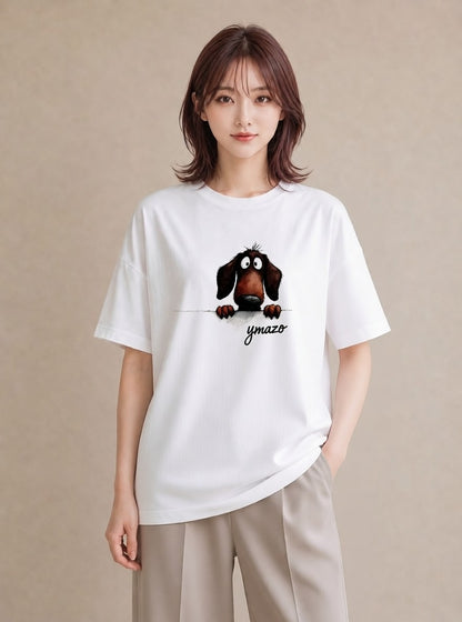 半袖Tシャツ レディース ミニチュアダックスフンド 犬 いぬ イラスト ナチュラル 姉妹 送別ギフト 白T