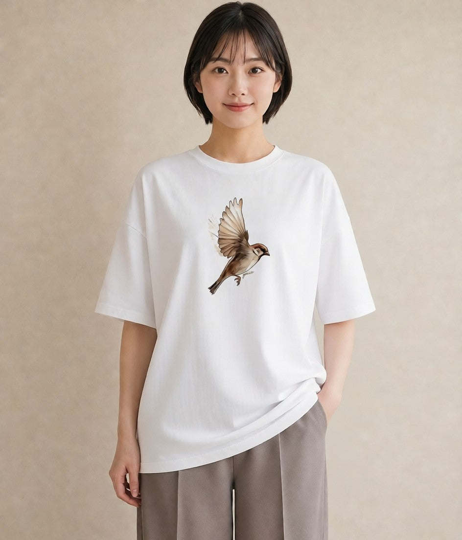 半袖Tシャツ レディース 白文鳥 ペット 動物 イラスト ゆるかわ ギフト 母の日 白T