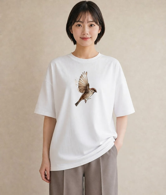 半袖Tシャツ レディース 白文鳥 ペット 動物 イラスト ゆるかわ ギフト 母の日 白T