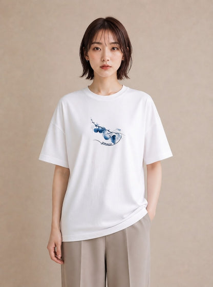Tシャツ レディース 夕暮れ バルコニー 夕焼け ナチュラル アンティーク イラスト ラフカジュアル 女子会 お揃い 白T