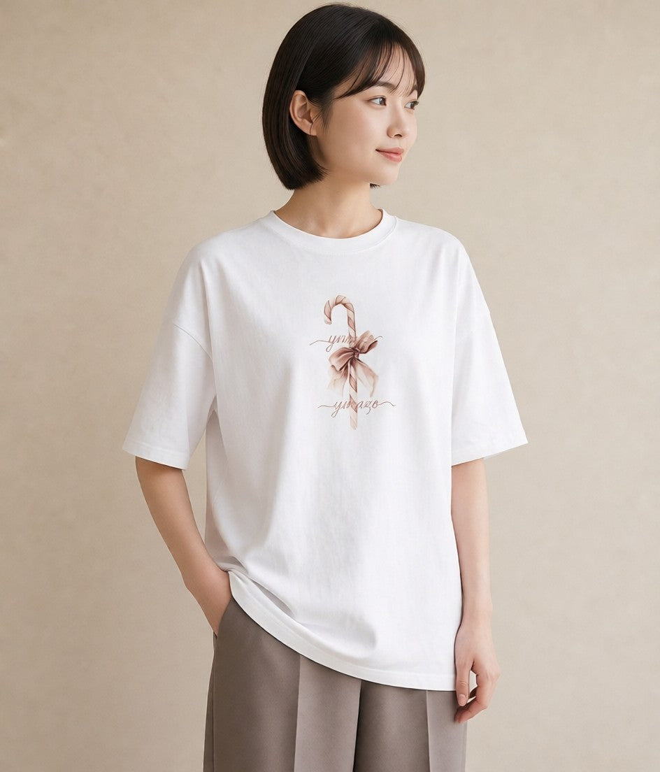 デザインTシャツ レディース キャンディ 食べ物 フード イラスト ゆるかわ 帰省 ラフ 白T