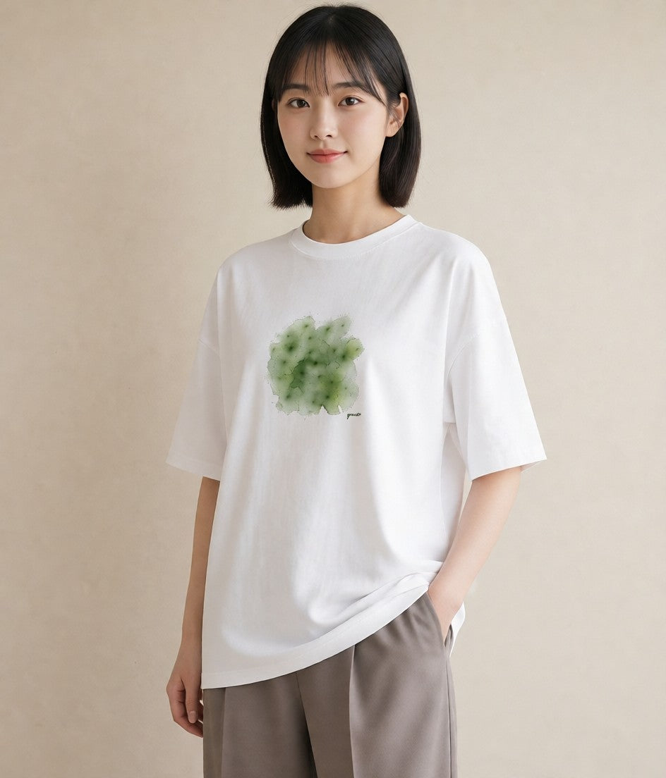 グラフィックTシャツ レディース クローバー 四つ葉 花 花柄 イラスト 線画 夏コーデ 通学 白T