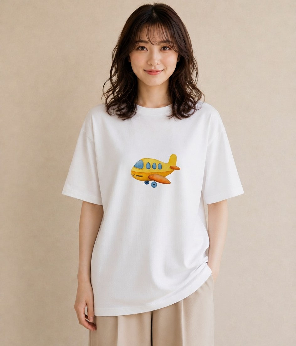 Tシャツ レディース ロケット 星空 宇宙 イラスト 手描き風 買い物 夏コーデ 白T