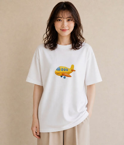 Tシャツ レディース ロケット 星空 宇宙 イラスト 手描き風 買い物 夏コーデ 白T