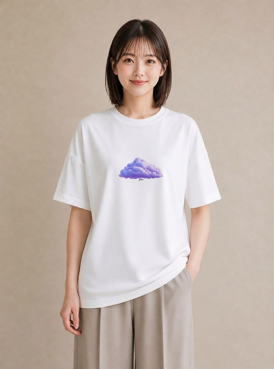 半袖Tシャツ レディース わたあめ 食べ物 フード イラスト 北欧風 ラフ レイヤード 白T