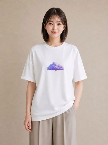半袖Tシャツ レディース わたあめ 食べ物 フード イラスト 北欧風 ラフ レイヤード 白T