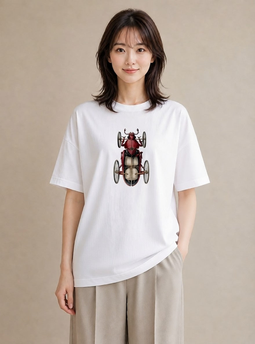 グラフィックTシャツ レディース ダンゴムシ 昆虫 虫 イラスト きれいめ ビーチ デイリーウェア 白T