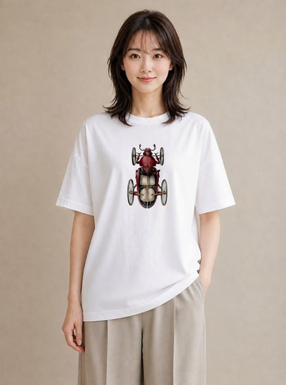 グラフィックTシャツ レディース ダンゴムシ 昆虫 虫 イラスト きれいめ ビーチ デイリーウェア 白T