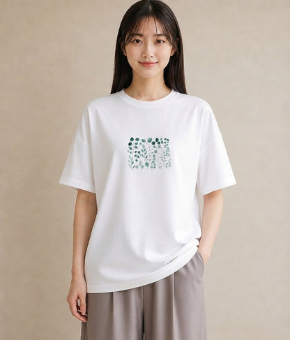グラフィックTシャツ レディース ボタニカル 植物 イラスト ママ カフェ服 白T
