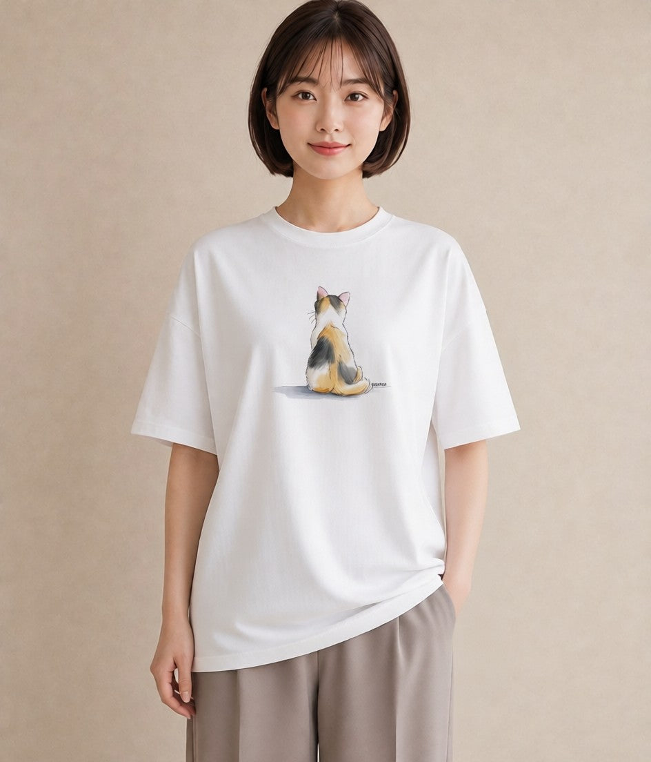 半袖Tシャツ レディース ベンガル 猫 ねこ イラスト ミニマル レイヤード 友達ギフト 白T
