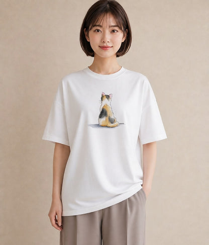 半袖Tシャツ レディース ベンガル 猫 ねこ イラスト ミニマル レイヤード 友達ギフト 白T
