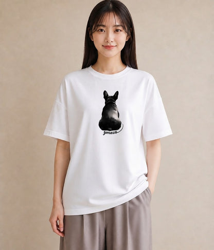 デザインTシャツ レディース フレンチブルドッグ フレブル 犬 いぬ イラスト 抜け感 20代 カジュアルコーデ 白T