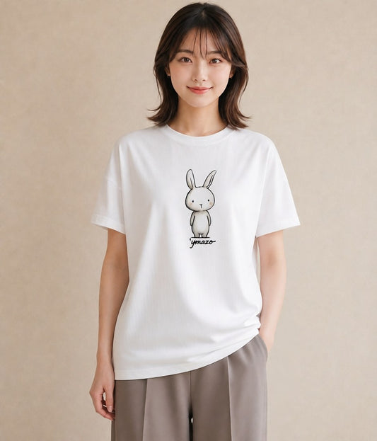 グラフィックTシャツ レディース うさちゃん ペット 動物 イラスト ユニーク 母娘コーデ 自分用 白T