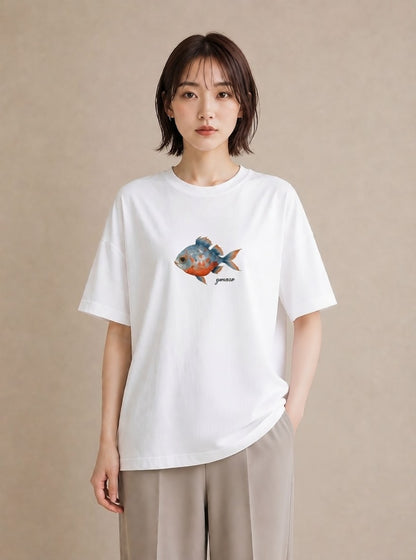 Tシャツ レディース カクレクマノミ 海の生き物 海 イラスト 韓国風 母娘コーデ 自分用 白T