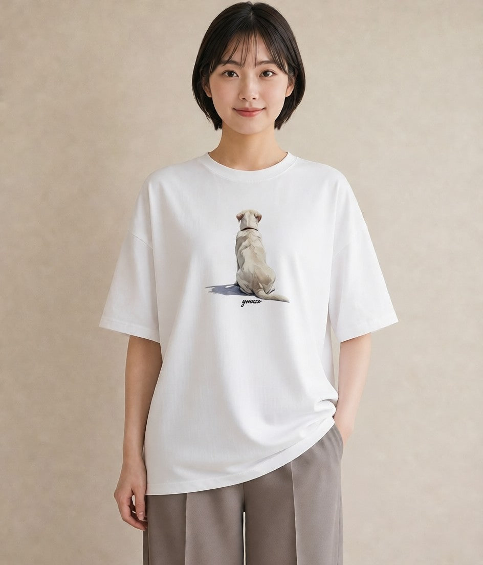 半袖Tシャツ レディース ラブラドールレトリバー 犬 いぬ イラスト きれいめ 友達ギフト 部屋着 白T