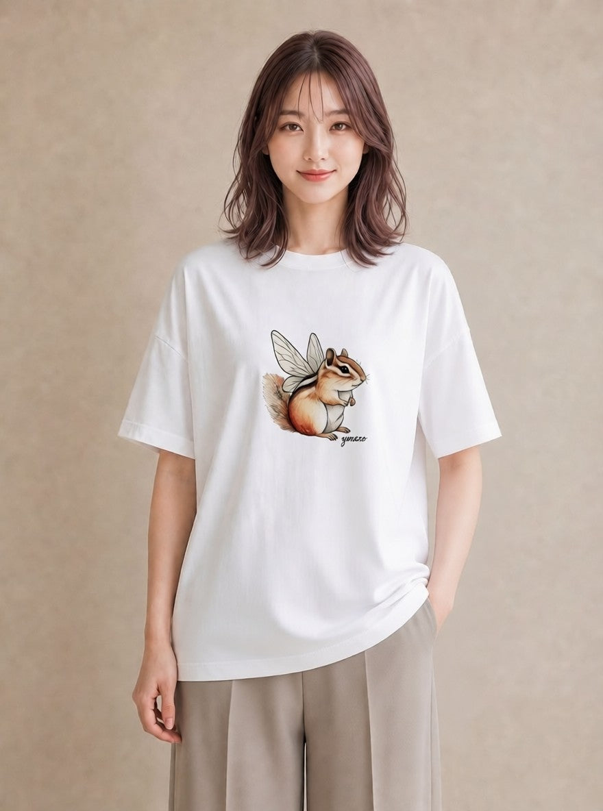 グラフィックTシャツ レディース デグー ペット 動物 イラスト ヴィンテージ風 誕生日プレゼント 綿100 白T