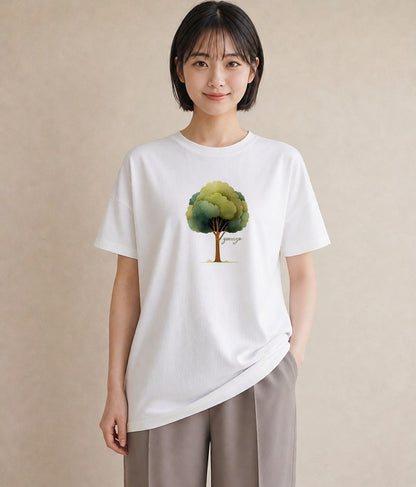 半袖Tシャツ レディース 森 植物 ボタニカル イラスト ミニマル 母の日 ビーチ 白T