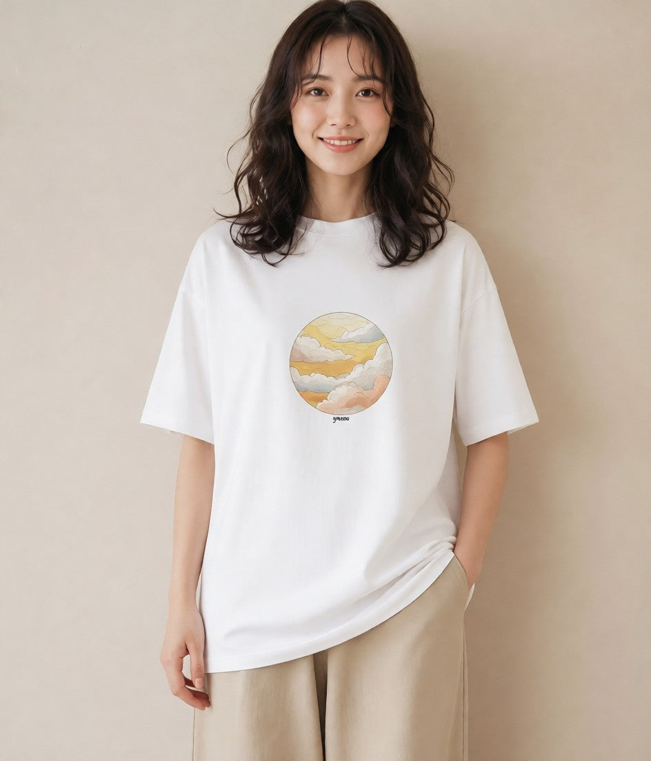 Tシャツ レディース プラネット 星空 宇宙 イラスト ラフ レイヤード 白T