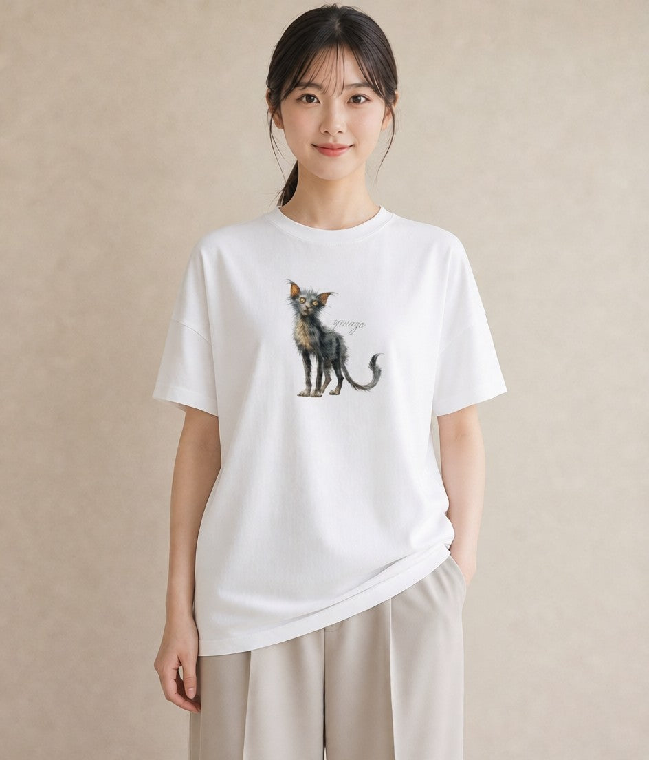 デザインTシャツ レディース ロシアンブルー 猫 ねこ イラスト 淡色 自分用 ルームウェア 白T
