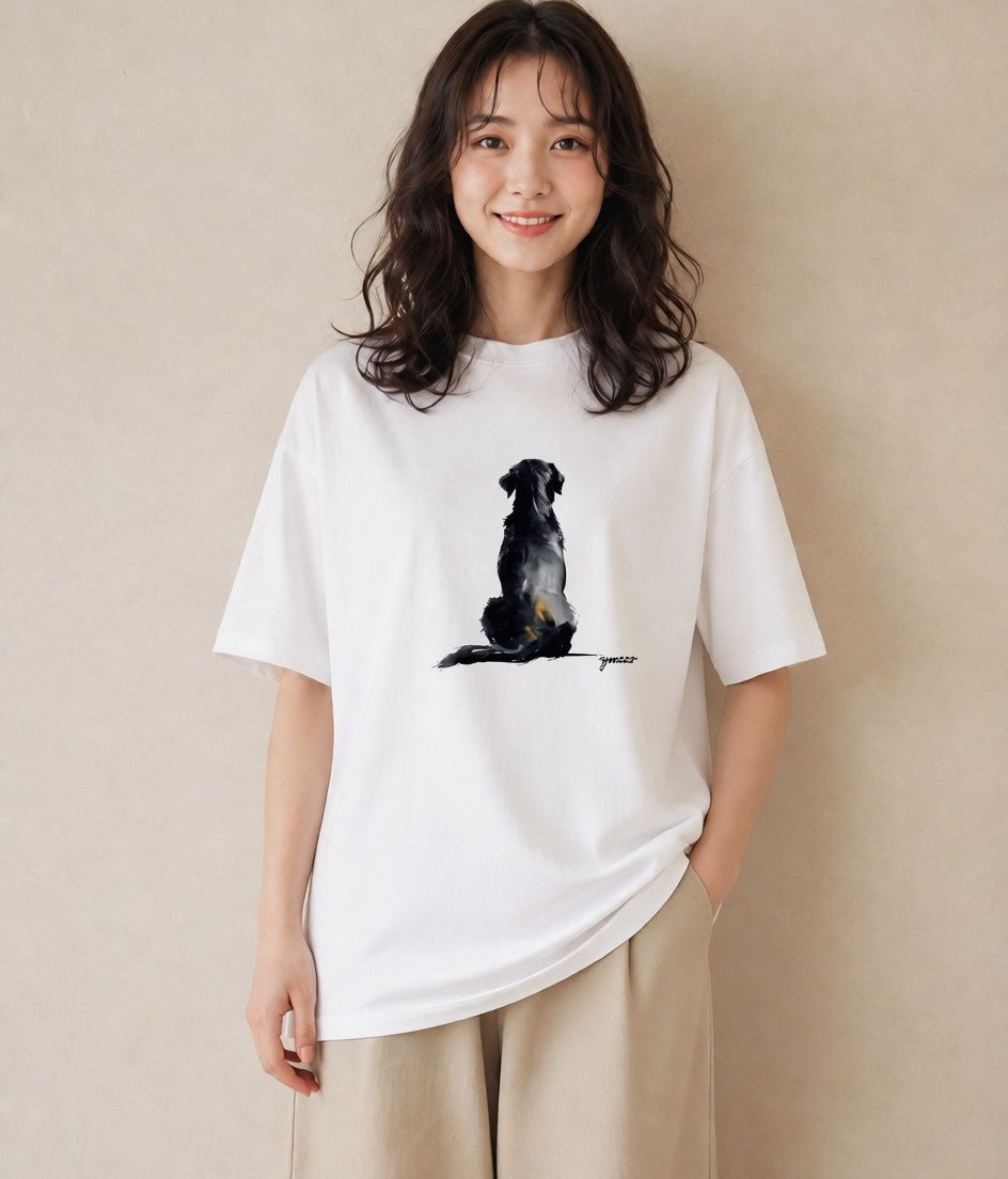 半袖Tシャツ レディース 愛犬 犬 いぬ イラスト ボタニカル カジュアルコーデ 買い物 白T
