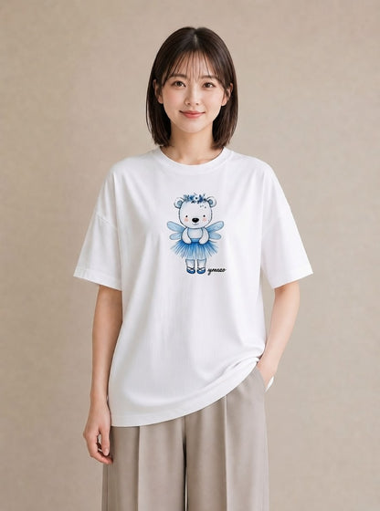 デザインTシャツ レディース しろくま 白くま 動物 アニマル イラスト きれいめカジュアル 在宅 公園 白T
