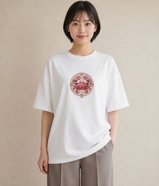 半袖Tシャツ レディース 牡羊座 星空 宇宙 イラスト シック カジュアルコーデ 買い物 白T
