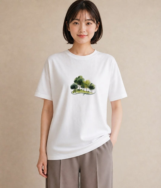 半袖Tシャツ レディース 木 植物 ボタニカル イラスト ゆるかわ 週末コーデ 敬老の日 白T
