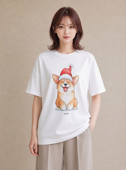 デザインTシャツ レディース ウェルシュコーギー コーギー 犬 いぬ イラスト 普段使い 女性 旅行用 白T