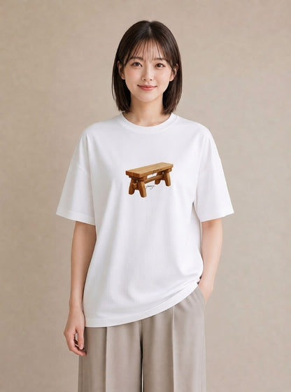 プリントTシャツ レディース 雨上がりのベンチ ベンチ ナチュラル アンティーク イラスト モード 春コーデ 姉妹 白T