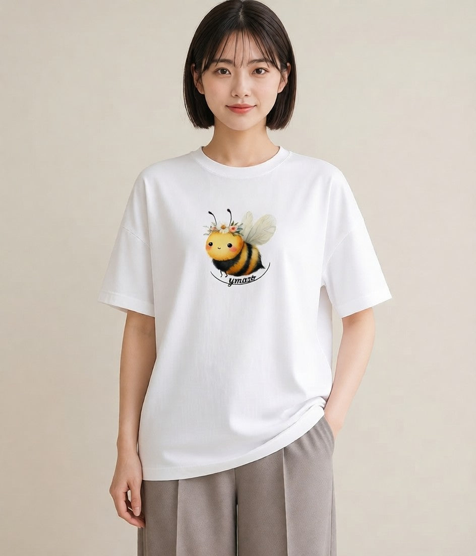 プリントTシャツ レディース ハニー 食べ物 フード イラスト シンプル 週末コーデ 敬老の日 白T