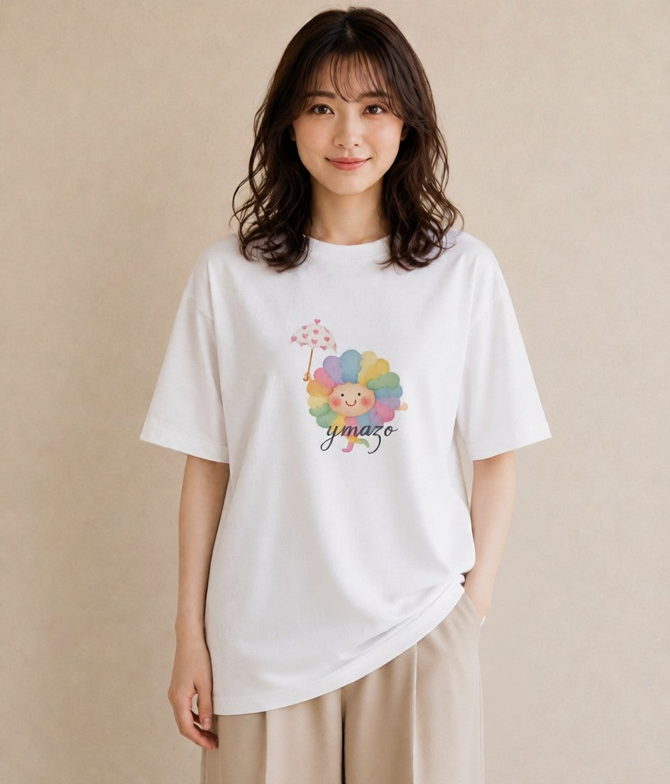 半袖Tシャツ レディース 虹 星空 宇宙 イラスト 淡色 旅行 母娘コーデ 白T