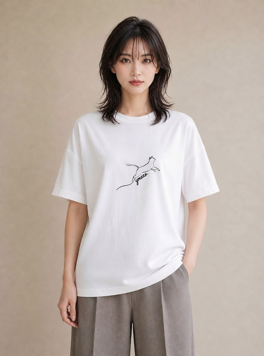 Tシャツ レディース 猫 ねこ ネコ イラスト カジュアル 姉妹 送別ギフト 白T