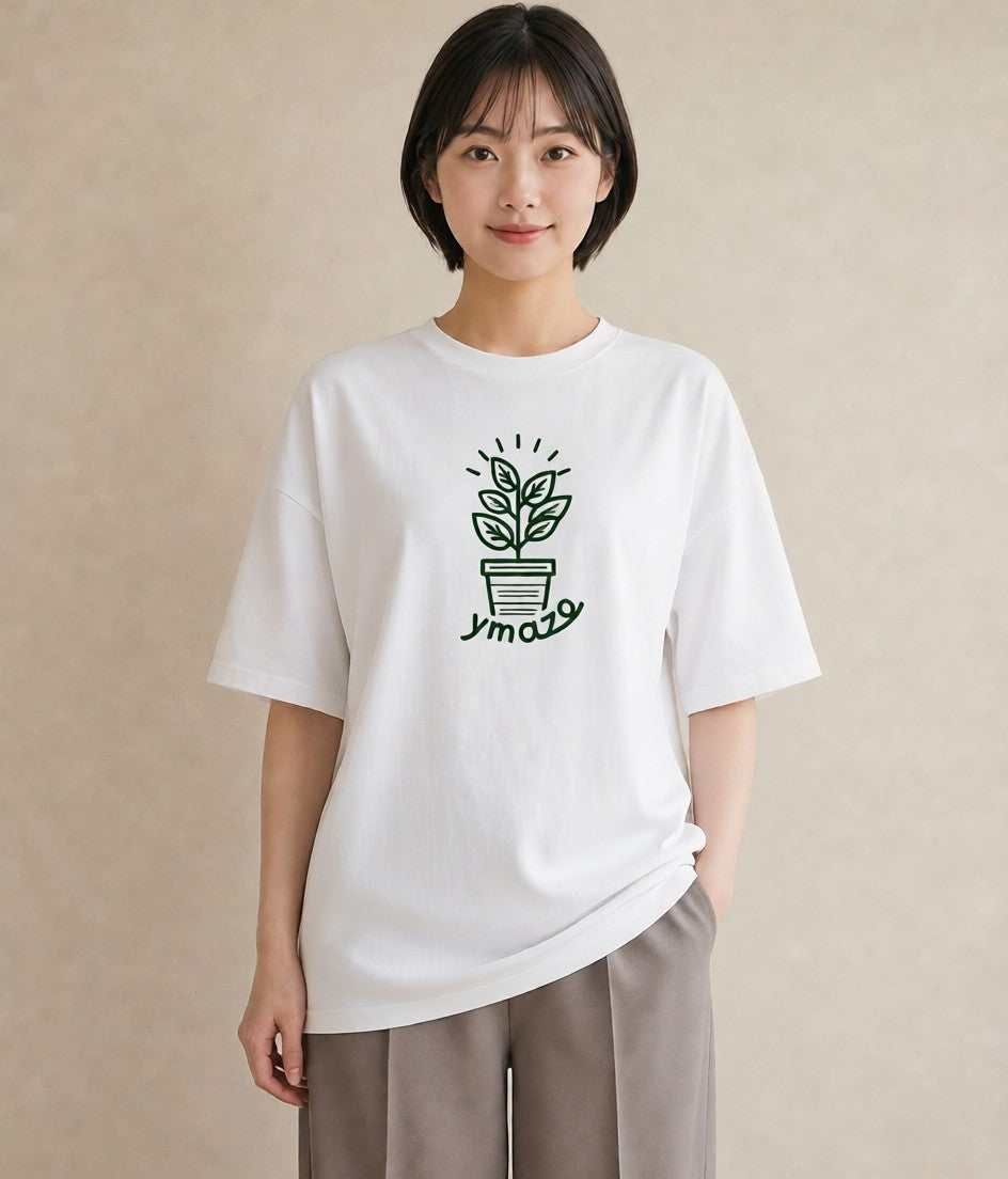プリントTシャツ レディース 観葉植物 ボタニカル 植物 イラスト 可愛い 通学 誕生日プレゼント 白T