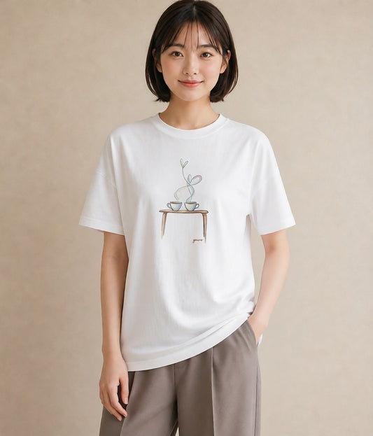 グラフィックTシャツ レディース コーヒー カフェ 珈琲 イラスト 休日コーデ 旅行用 海 白T