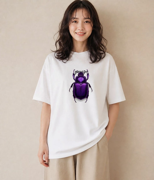 グラフィックTシャツ レディース クワガタ 昆虫 虫 イラスト モード デイリーウェア 休日 白T