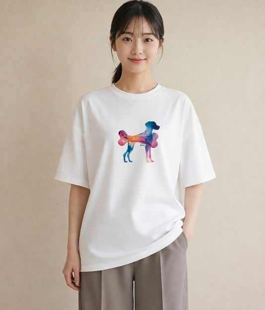 半袖Tシャツ レディース 犬 いぬ イラスト カフェコーデ 敬老の日 ホワイトデー 白T